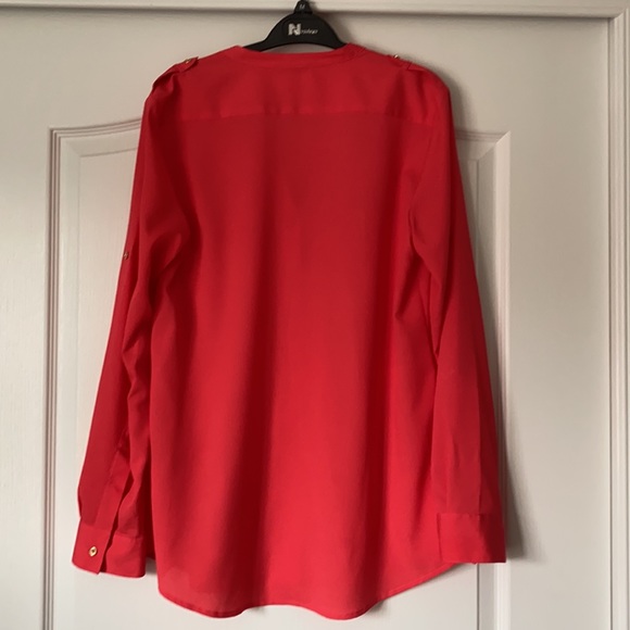 Coral colored Calvin Klein button down blouse - Picture 4 of 6